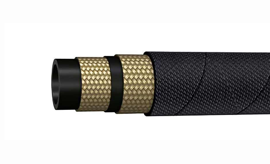 DIN EN857 2SC rubber hydraulic hose suitable for medium pressure lines with installation constraints, pilot lines, return lines and suction lines, Mineral oils, vegetable and rape seed oils, glycol and polyglycol based oils, synthetic ester based oils, oils in aqueous emulsion, water.