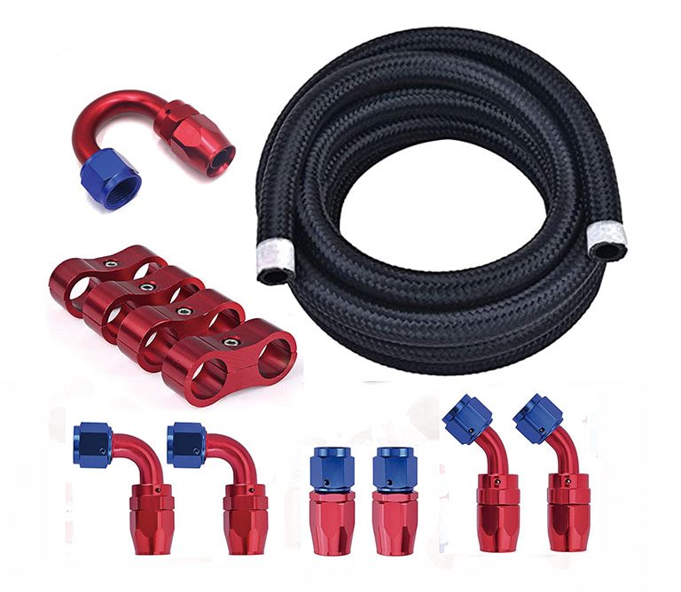 Black nylon fibber braided rubber oil cooler hose for vehicles and motorcycles oil coolant system. rubber oil hose.