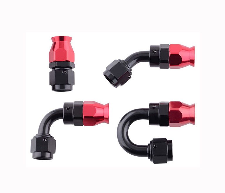 PTFE oil hose fitting for stainless steel wire braided PTFE oil cooler hose and black nylon fiber braided PTFE oil cooler hose in vehicles and motorcycles oil coolant system.