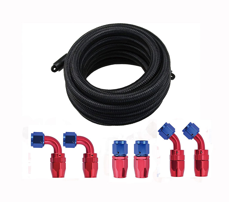 Black nylon fibber braided rubber oil cooler hose for vehicles and motorcycles oil coolant system. rubber oil hose.