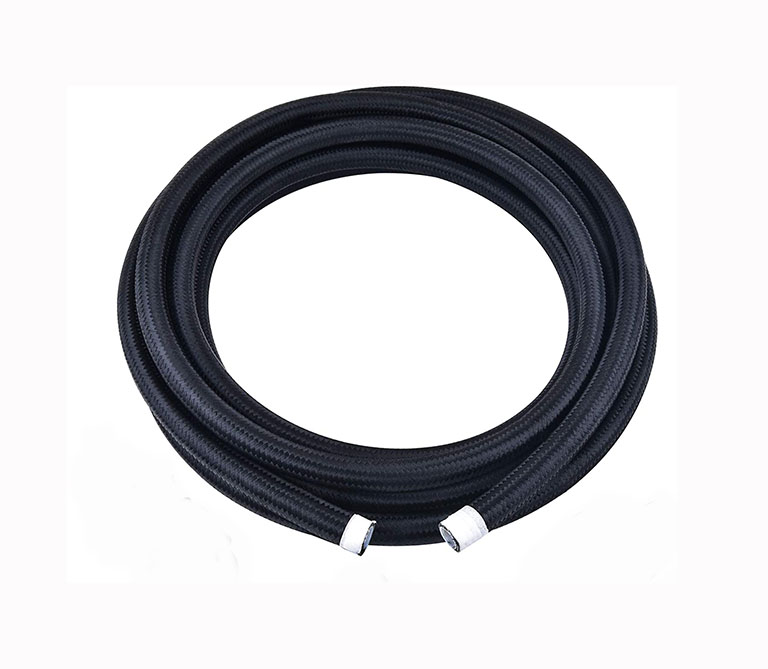 Black nylon fibber braided PTFE oil cooler hose for vehicles and motorcycles oil coolant system. teflon oil hose.