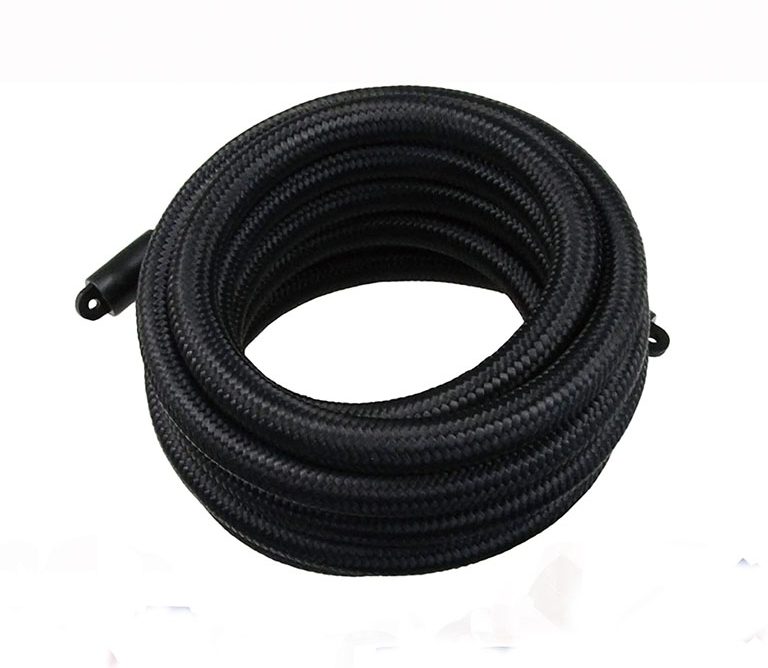 Black nylon fibber braided rubber oil cooler hose for vehicles and motorcycles oil coolant system. rubber oil hose.