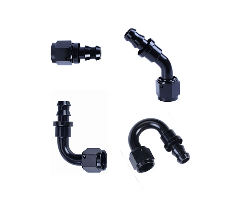 Puchlock AN fittings for pushlock rubber oil cooler hose to make assembly. pushlock oil hose fittings. AN fitting manufacturer, AN fitting supplier.