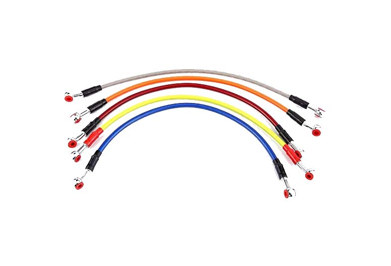 Stainless steel wire braided nylon brake hose for vehicles and motorcycles, ATV, UTV, EV bike hydraulic brake system. nylon brake hose.
