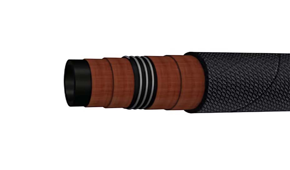 Rubber suction discharge hose for transport liquids.
